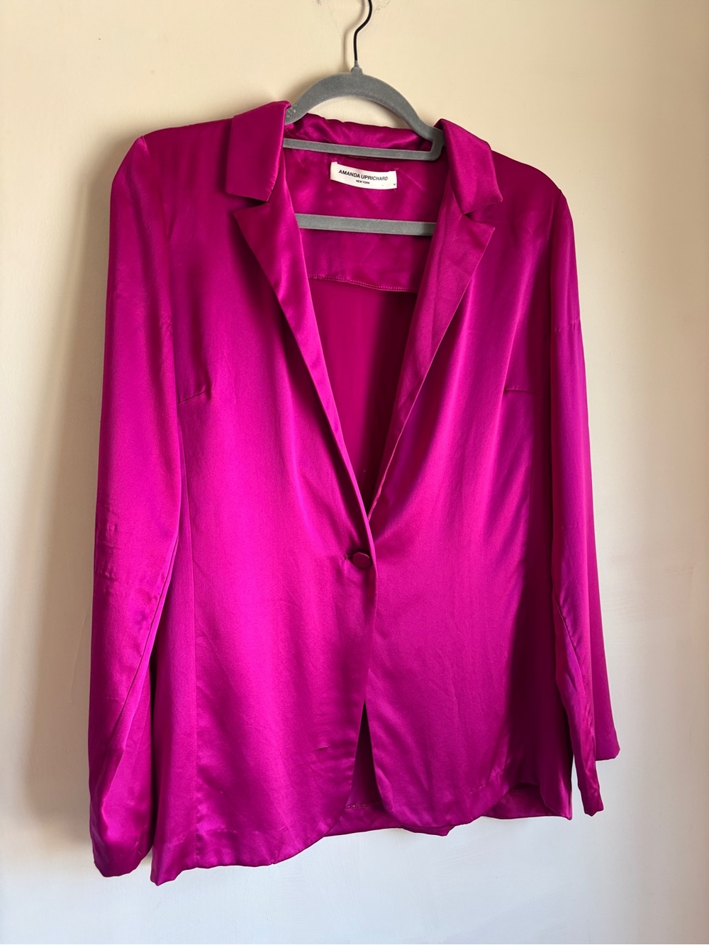 Amanda Uprichard Bright Fuchsia Silk Blazer size Medium
